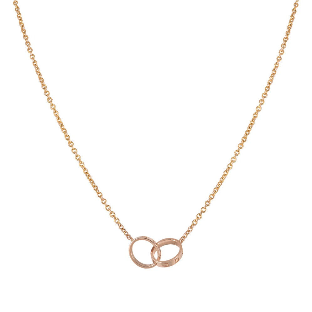 [BLUE TEARS]LOVE NECKLACE DOUBLE RING PINK GOLD