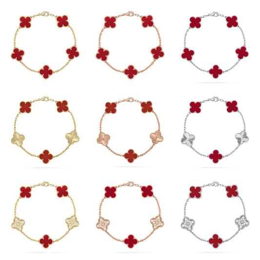 [BLUE TEARS] CLOVER 5 MOTIF RED CORNELIAN BRACELET COLLECTION