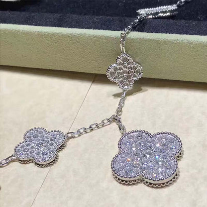 [BLUE TEARS]CLOVER 6 MOTIFS SILVER DIAMOND BRACELET
