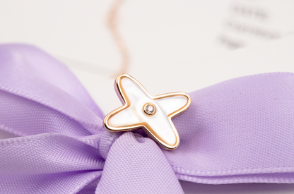 [BLUE TEARS]JEUX DE WHITE MOP ROSE GOLD DIAMOND EARRINGS