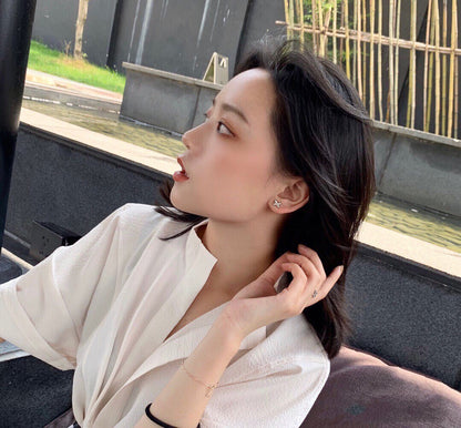 [BLUE TEARS]JEUX DE WHITE MOP ROSE GOLD DIAMOND EARRINGS