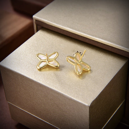 [BLUE TEARS]JEUX DE WHITE MOP GOLD DIAMOND EARRINGS