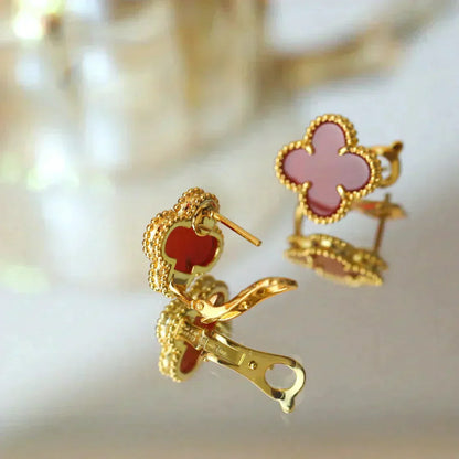 [BLUE TEARS]CLOVER MEDIUM 1 MOTIFS CARNELIAN  EARRINGS