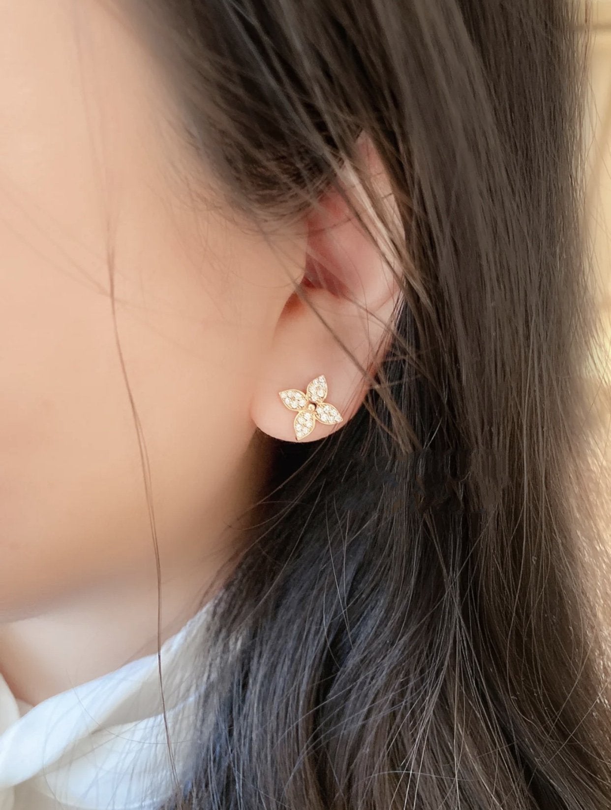 [BLUE TEARS]STAR BLOSSOM STUD EARRINGS PINK GOLD DIAMONDS