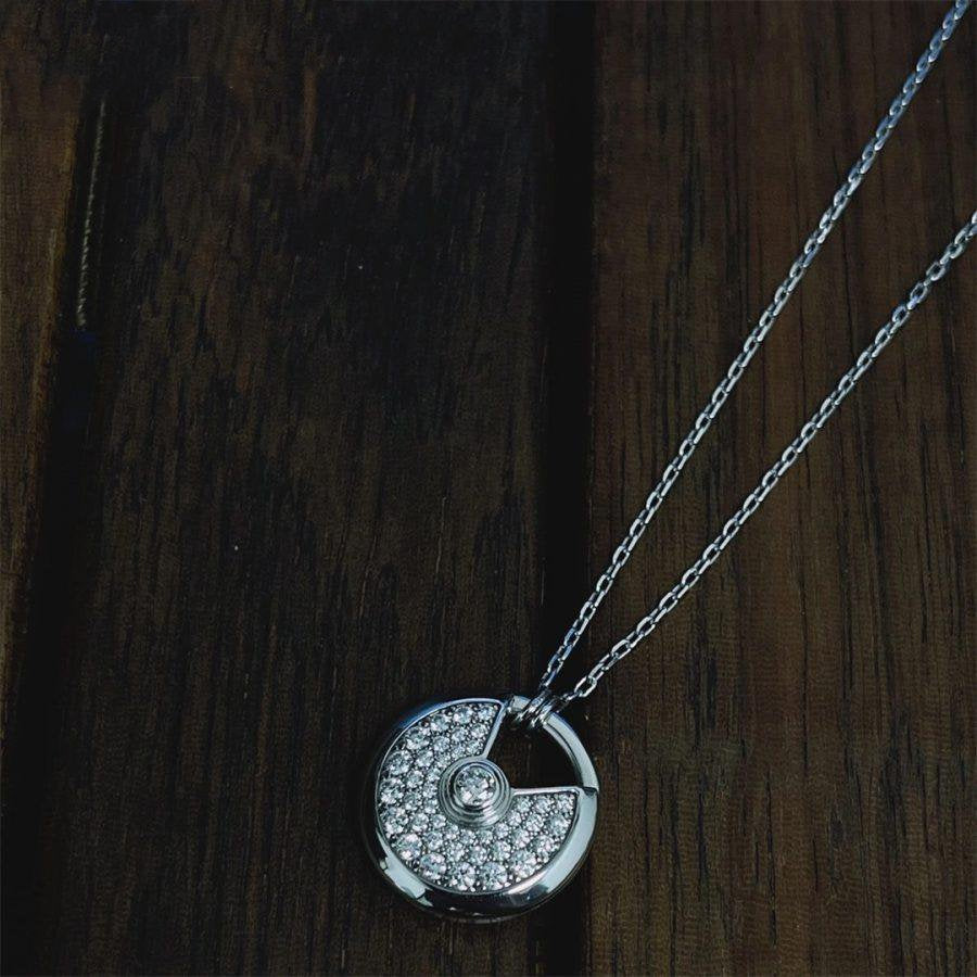 [BLUE TEARS]AMULETTE SILVER FULL DIAMOND NECKLACE