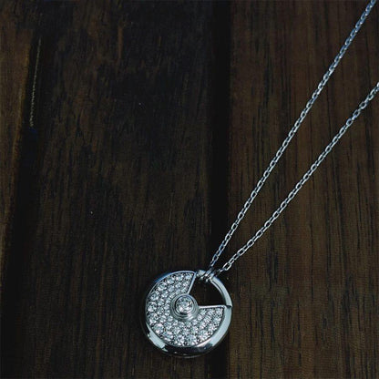 [BLUE TEARS]AMULETTE SILVER FULL DIAMOND NECKLACE