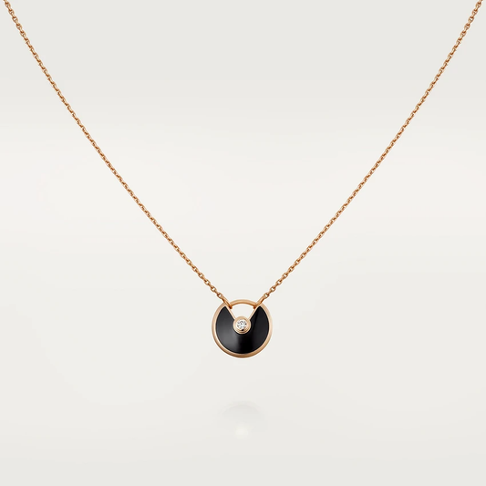 [BLUE TEARS]AMULETTE ROSE GOLD ONYX NECKLACE
