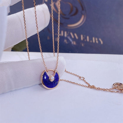[BLUE TEARS]AMULETTE ROSE GOLD AGATE NECKLACE