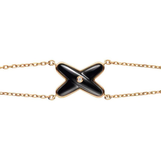 [BLUE TEARS]JEUX BRACELET ONYX PINK GOLD 1 DIAMOND