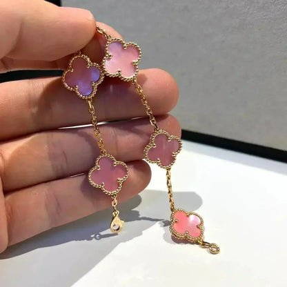 [BLAUE TRÄNEN]CLOVER 5 ROSA MOP-ARMBAND
