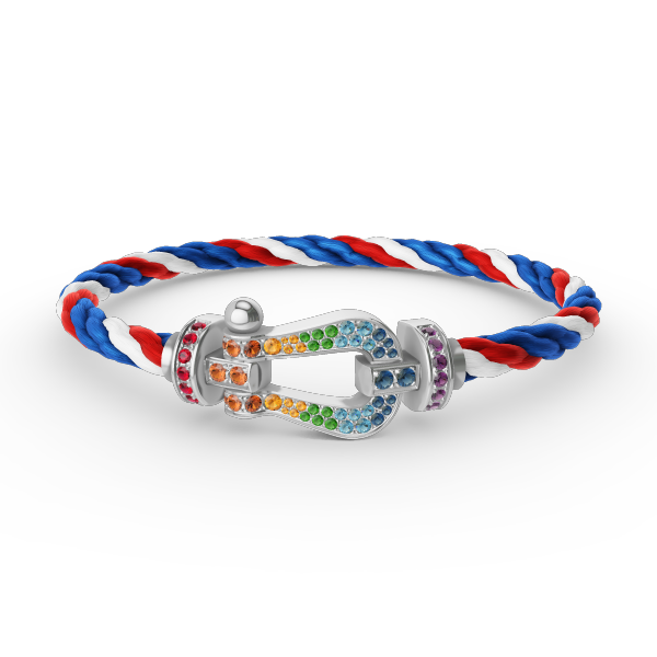 [BLUE TEARS]FORC LARGE HORSESHOE  COLORED DIAMOND BRACELET SILVER