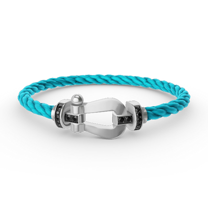 [BLUE TEARS]FORCE LARGE HORSESHOE BLACK DIAMOND BRACELET SILVER