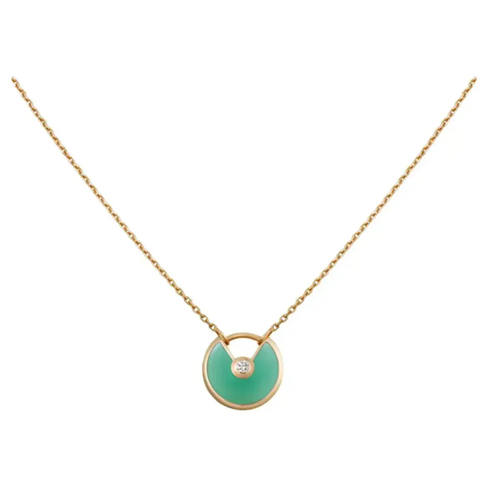 [BLUE TEARS]AMULETTE GOLD MALACHITE NECKLACE