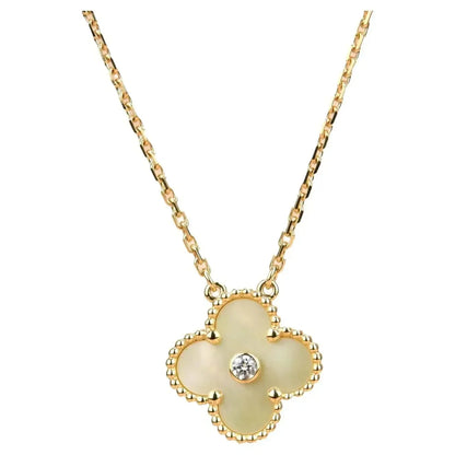 [BLUE TEARS]CLOVER 15MM DIAMOND GOLD MOTHER OF PEARL NECKLACE