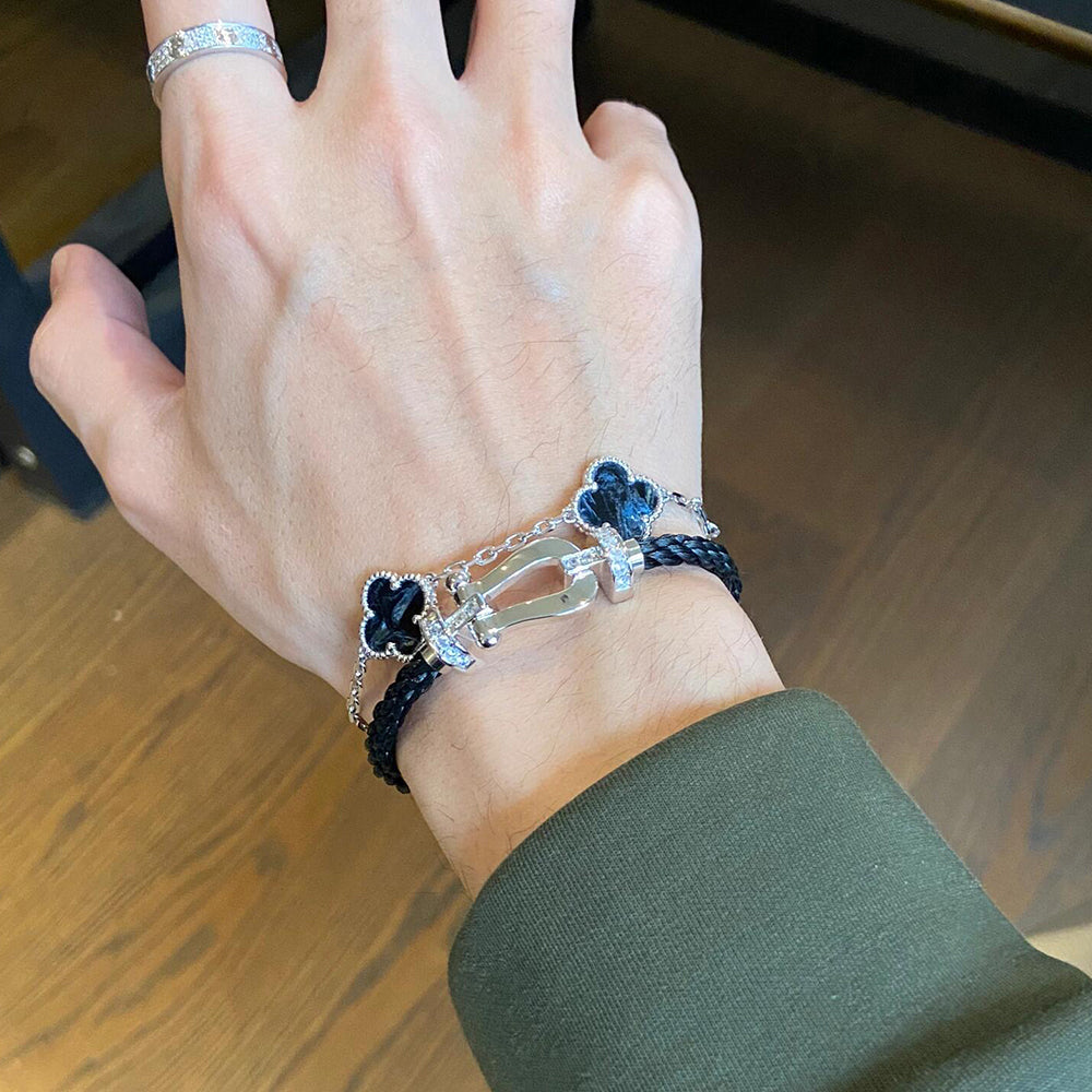 [BLAUE TRÄNEN]KLEE 5 MOTIV PIETERSIT SILBERARMBAND 