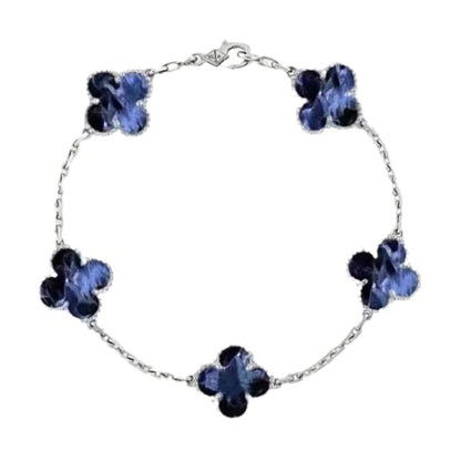 [BLUE TEARS]CLOVER 5 MOTIF PIETERSITE SILVER BRACELET