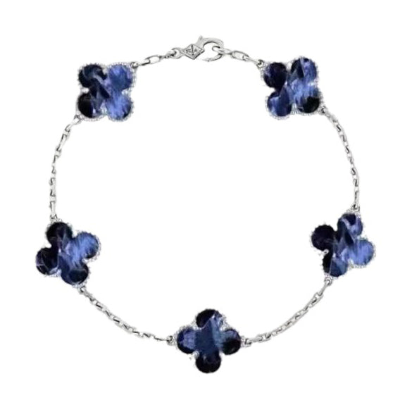 [BLAUE TRÄNEN]KLEE 5 MOTIV PIETERSIT SILBERARMBAND 