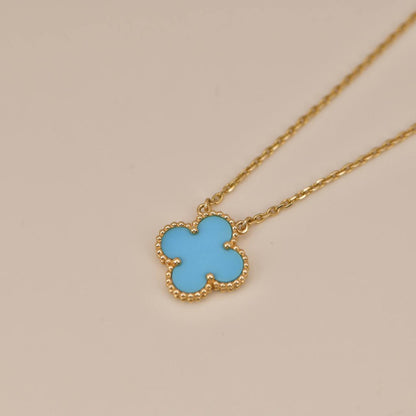 [BLUE TEARS]CLOVER 15MM VINTAGE TURQUOISE NECKLACE