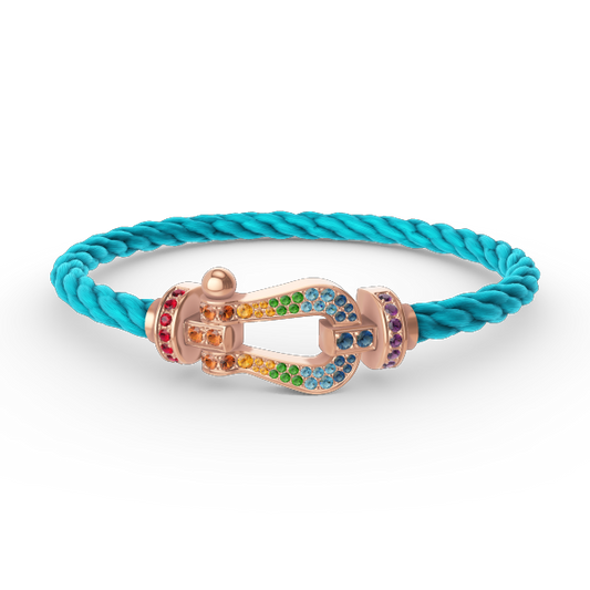 [BLUE TEARS]FORCE LARGE HORSESHOE  COLORED DIAMOND BRACELET ROSE GOLD