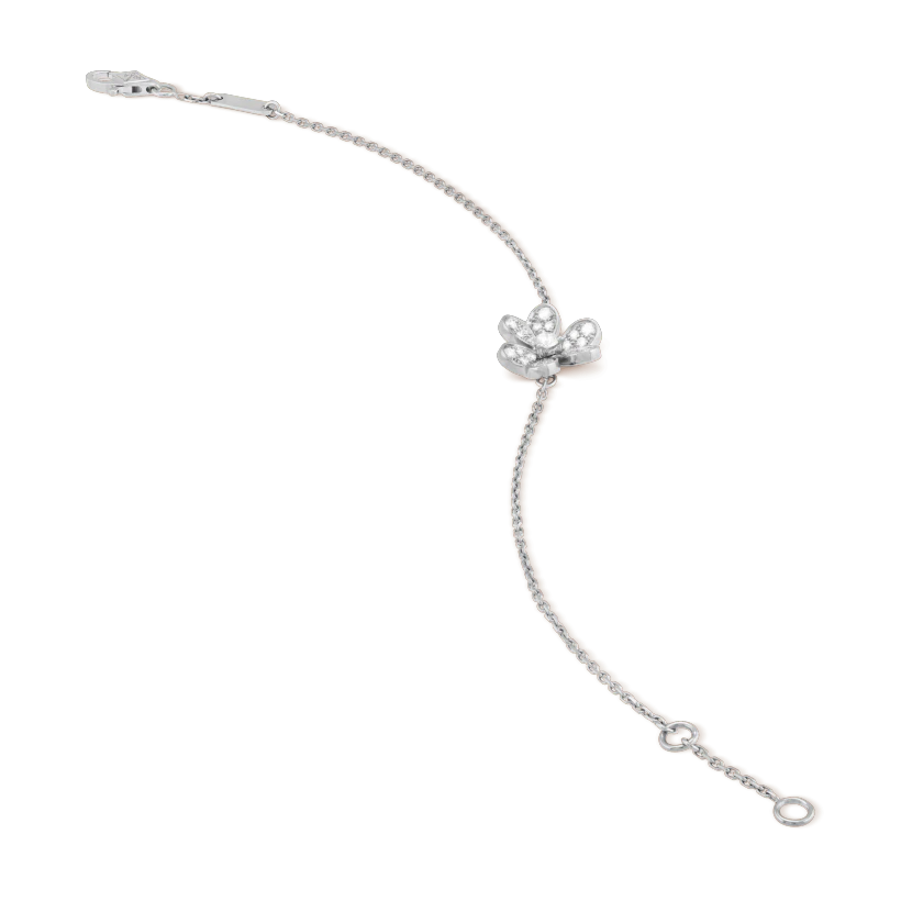 [BLAUE TRÄNEN]FRIVOLE SILBERNES BLUMEN-DIAMANTARMBAND 