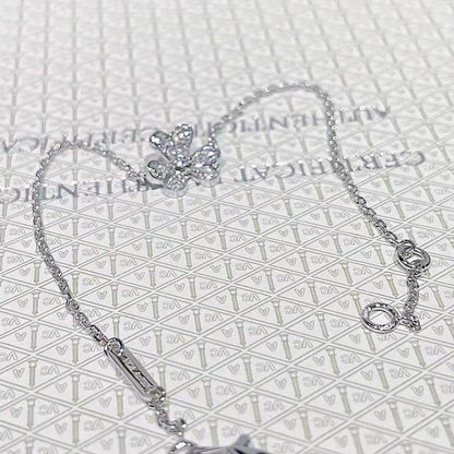 [BLAUE TRÄNEN]FRIVOLE SILBERNES BLUMEN-DIAMANTARMBAND 