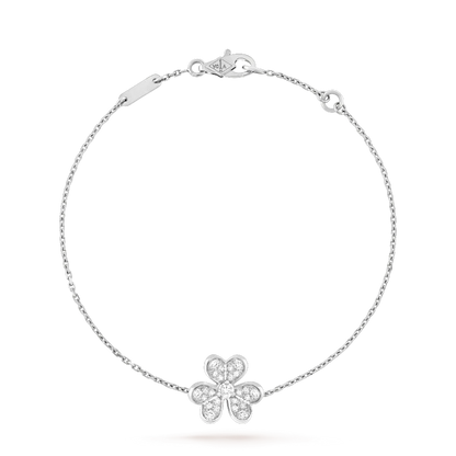 [BLAUE TRÄNEN]FRIVOLE SILBERNES BLUMEN-DIAMANTARMBAND 
