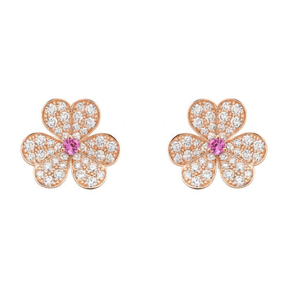 [BLUE TEARS]FRIVOLE PINK GOLD FLOWER DIAMOND EARRINGS