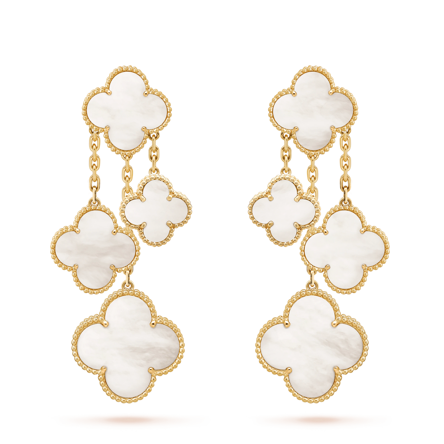 [BLUE TEARS]CLOVER EARRINGS WHITE MOP 4 MOTIFS GOLD
