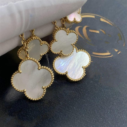 [BLUE TEARS]CLOVER EARRINGS WHITE MOP 4 MOTIFS GOLD