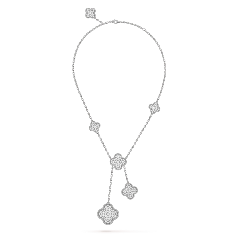 [BLUE TEARS]CLOVER 5 MOTIFS SILVER DIAMONDS NECKLACE