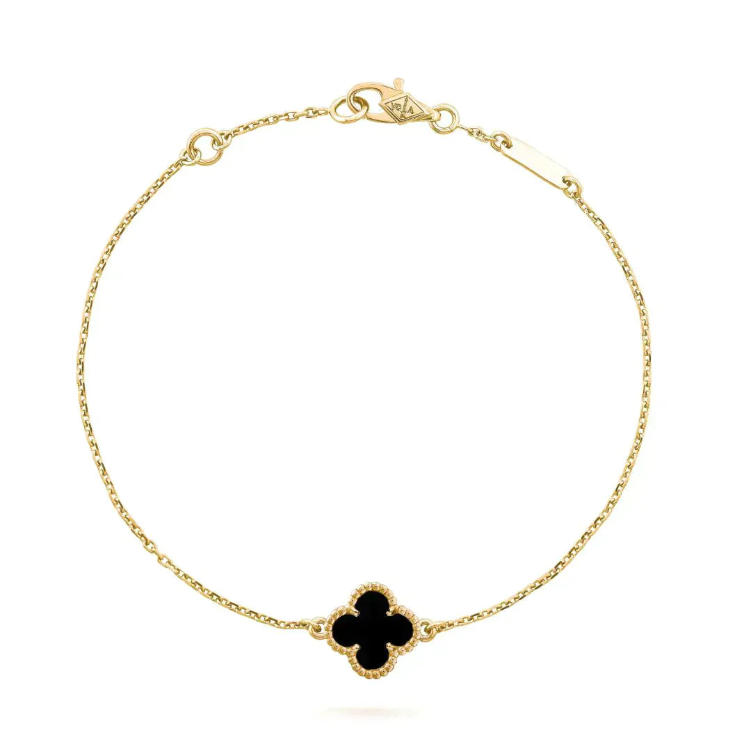 [BLUE TEARS]CLOVER ONYX SINGLE FLOWER BRACELET