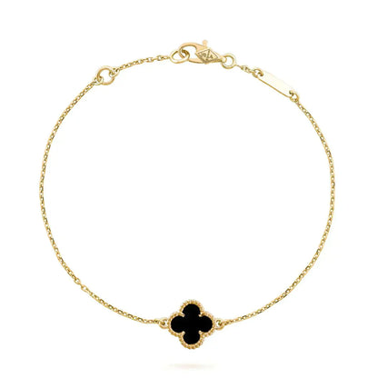 [BLUE TEARS]CLOVER ONYX SINGLE FLOWER BRACELET