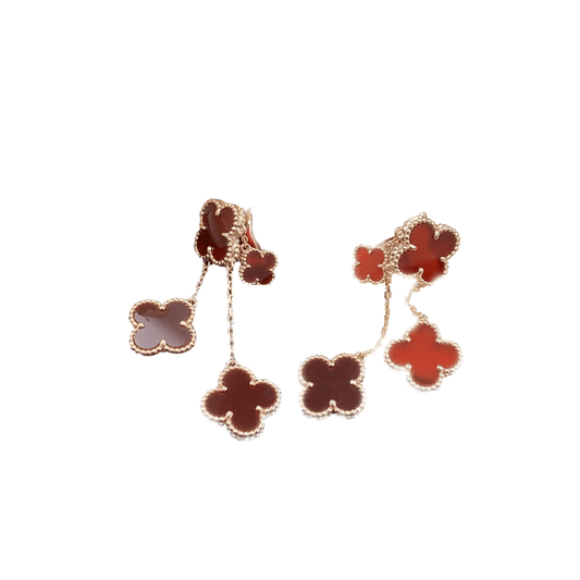 [BLUE TEARS]CLOVER EARRINGS CARNELIAN 4 MOTIFS PINK GOLD