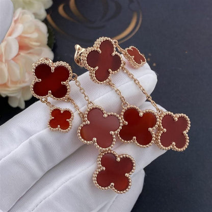 [BLUE TEARS]CLOVER EARRINGS CARNELIAN 4 MOTIFS PINK GOLD