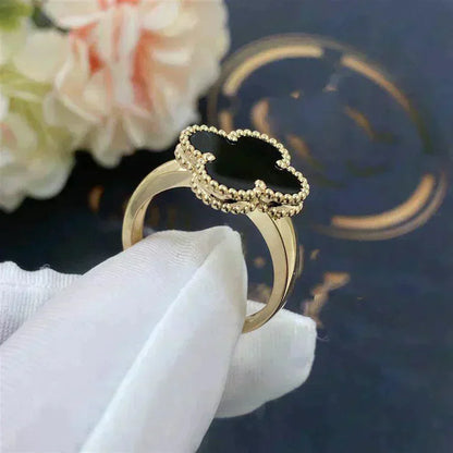 [BLUE TEARS]CLOVER ONYX RING