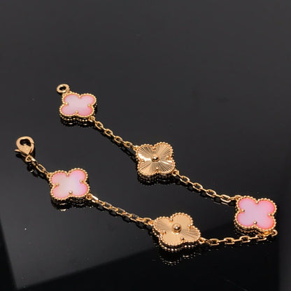 [BLAUE TRÄNEN]KLEE-ARMBAND MIT 5 MOTIV IN ROSA UND ROTGOLD