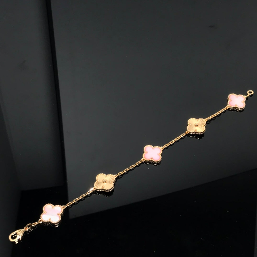 [BLAUE TRÄNEN]KLEE-ARMBAND MIT 5 MOTIV IN ROSA UND ROTGOLD