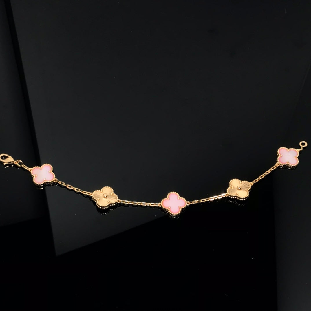 [BLAUE TRÄNEN]KLEE-ARMBAND MIT 5 MOTIV IN ROSA UND ROTGOLD