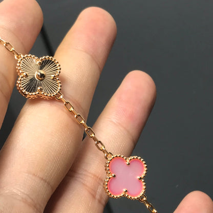 [BLAUE TRÄNEN]KLEE-ARMBAND MIT 5 MOTIV IN ROSA UND ROTGOLD